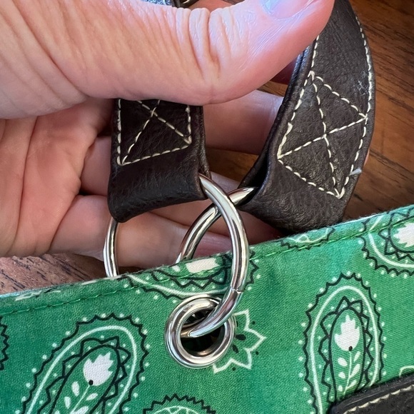 Neiman Marcus Green Bandanna Lined Tote / 12" W x 13" L x 4" D - Picture 5 of 8